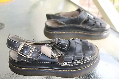 Dr Martens VTG 8092 90s BLACK Leather Fisherman Sandals Ladies US 8 Uk 6 Eu 39 • $89.99