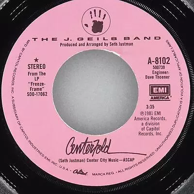 THE J. GEILS BAND Centerfold EMI AMERICA A-8102 EX 45rpm 7  1981 Pop Rock • $4