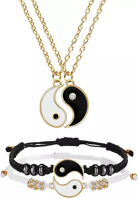 Yin Yang Friend Or Couple Bracelet With Necklace Set 2 Pieces Matching Yin Yang • $16.95