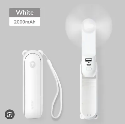 JISULIFE Handheld Mini Fan Flashlight Power Bank White • $14.25