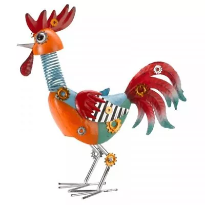 FUNKY Metal 37cm FunkyRooster Cockerel Chicken Garden Ornament Bright Coloured  • £22.45