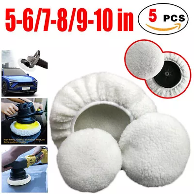 5PCS Polishing Bonnet Buffer Pads Soft Wool For 5-6  7-8  9-10 Inch Car Polisher • $9.55