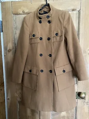 Ladies M&S Camel Colour Military Style Coat Size 8 Smart /casual • £6