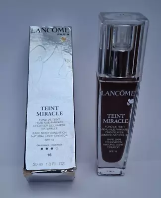 LANCOME Teint Miracle Bare Skin Foundation 16 Cafe SPF15 30ml NEW • £15.99