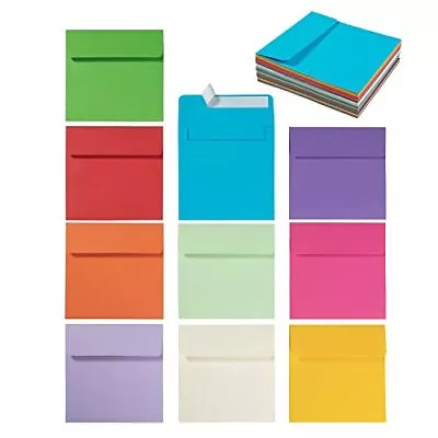 50 Pack Colorful 6 X 6 Envelopes Square Envelopes Self Seal For Wedding Part... • $15.47