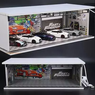 FAST & FURIOUS Garage Diorama Display With LED Lights G-FANS 1:64 Scale • $54.95