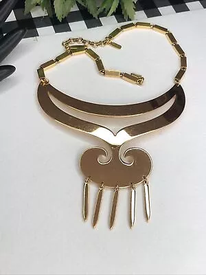 Vintage Signed MONET Gold Tone Egyptian Style Statement Necklace • $3.25