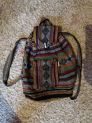 RASTA Bag Beach Hippie Baja Ethnic Pockets Backpack Made In Mexico Mr Pinzon • $19.95