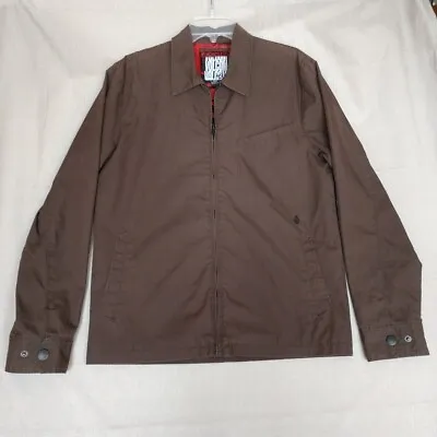 Volcom Men's Medium Naileder Jacket  Brown Full Zip Pockets Long Sleeve Lined • $28.88