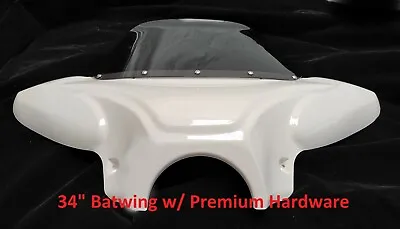 34  White Universal Motorcycle Cruiser Fairing Batwing W /windshield W/ Hardware • $179