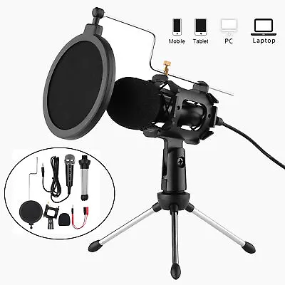 Condenser Microphone Tripod Stand Mic Kit For Recording Studio PC Game Chat S9B4 • $12.96