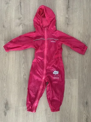 £4.99 • Buy Regatta Baby Girl Pink Puddle Splash Suit 18-24 Months