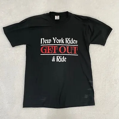 $10 • Buy Vintage Motorcycle Get Out Ride Shirt Y2K Jerzees MEDIUM New York Rider V8 USED
