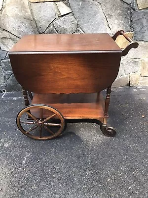 Antique Drop Leaf Tea Cart Server Trolley Wood • $175