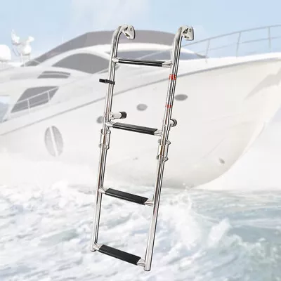 4 Step Boat Ladder Telescoping Swim Upper Platform Marine Yacht Stainless Steel • $53.20