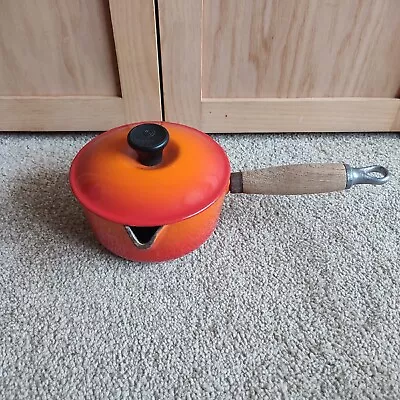 Le Creuset 14 Orange Saucepan And Lid With Wooden Handle • £20