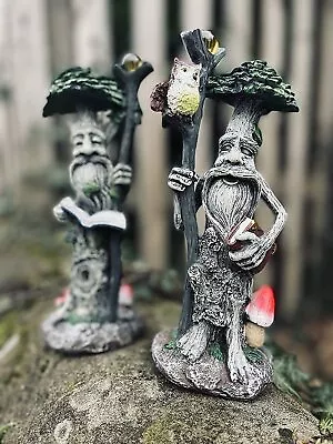 £12.99 • Buy 2x Fairy Garden Ornaments Resin Statue Tree Man Gnomes Pair Set Figurines Gift