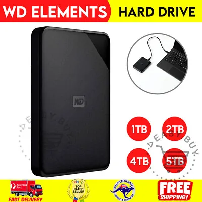 $121.99 • Buy Western Digital Elements 1TB 2TB 4TB 5TB Portable External Hard Drive HD