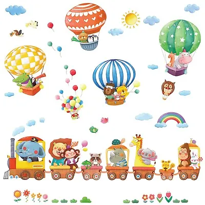 £14.99 • Buy Decowall Animal Train And Hot Air Balloons Kids Wall Stickers DS-8006P8024