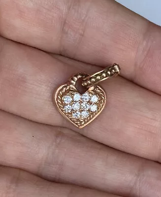 Judith Ripka Diamond 18k Rose Gold Heart Pendant Enhancer Charm 4g • $598