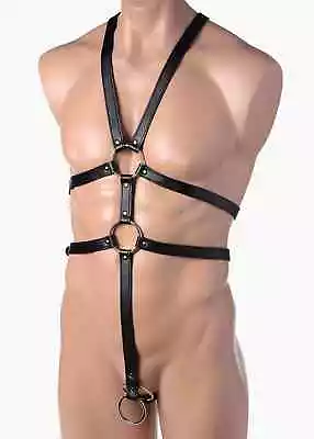 STRICT Male Full Body Harness Black | BDSM Bondage Faux Leather • £34.99