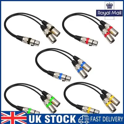 30cm 3Pin XLR Female To Dual 2 Male Y Splitter Mic DJ Cable Adapter Audio Cable • £7.09
