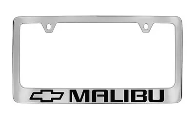 Malibu Wordmark With Chevy Logo Chrome Plated Metal License Plate Frame Holder • $43.95