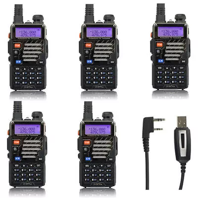 $112.49 • Buy 5x Baofeng UV-5R Plus 2m/70cm Band VHF UHF Max 5W FM Two-way Radio Walkie Talkie