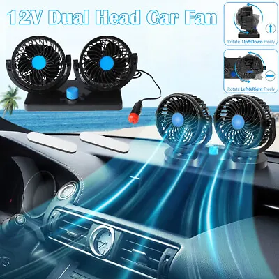 12V Dual Head Car Fan Portable Vehicle Truck 360° Rotatable Auto Cooling Cooler • $18.05