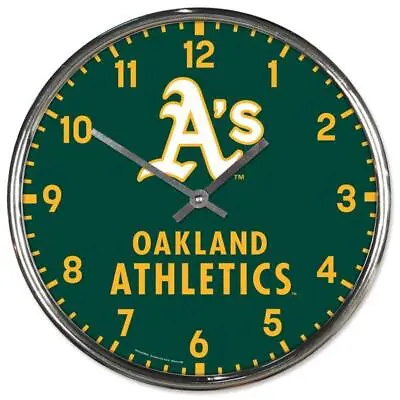 Oakland Athletics Chrome Round Wall Clock [NEW] MLB Sign Banner Office Cave • $35.95