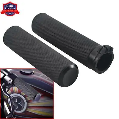 1  Black Motorcycle Handlebar Hand Grips Fit For Harley Dyna Sportster XL1200 • $14.22