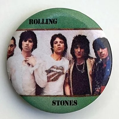 Vintage 1970s ROLLING STONES Pin Button Badge 1.25  MICK JAGGER KEITH RICHARDS • $12.95