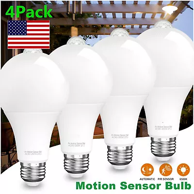 4Pcs LED PIR Motion Sensor Bulb E27 7W 220V 110V Dusk To Dawn Light Sensor Lamps • $7.40