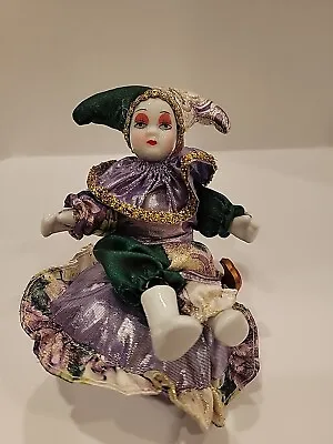 Mardi Gras Porcelain 7  Jester Doll. • $6