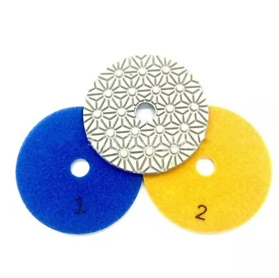 3PCS 1#2#3# Dry/Wet 3 Step Diamond Polishing Pads 4-inch For Granite Marble DA • $14.99