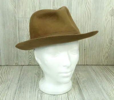 Vintage Borsalino Alessandria Felt Fedora Hat Size 5 Tan Brown Pre-Owned • $87.24