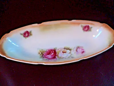 Vintage Leuchtenburg Germany 10  X 4.25  Floral Oblong Serving Relish Dish NICE! • $12.80