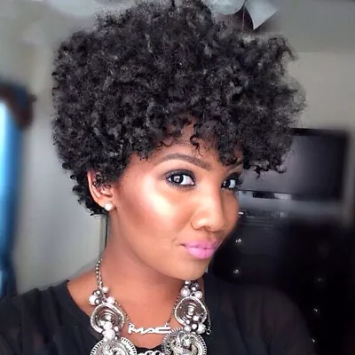 Afro Curly Pixie Cut Black Wigs For Black Women None Lace Full Wigs Natural Wigs • $17.85