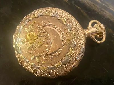 14K Solid Multi Color Gold Hunter Case Elgin Pocket Watch 42mm 57.6gr.  • $1195