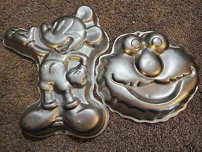 2 Vintage Wilton Character Cake Pans - Mickey Mouse 1995 & Elmo Face 2002 • $14.99