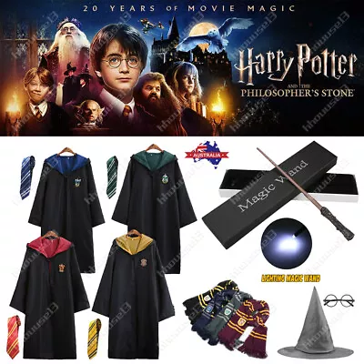 Harry Potter Gryffindor Ravenclaw Slytherin Robe Cloak Tie Scarf Wand Costume AU • $16.99