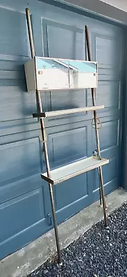 Vintage Mid Century Modern Mcm Tension Pole Bathroom Rack Storage Cabinet Shelf • $399.99