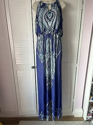 * Oasis Blue & White Paisley Pattern Sleeveless Maxi Dress Size 8-10 Size Small • £14.99