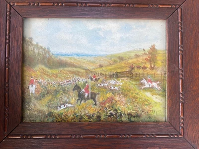 Antique Hunting Horse And Hounds Painting - A • £9.99