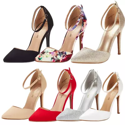 Women Ankle Strap Pointed Toe High Stilettos Heel Wedding Pump Shoes • $27.99