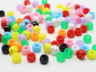 1000 Mixed Color Acrylic Tiny Barrel Pony Beads 6X4mm For Kids Kandi Craft • £4.79