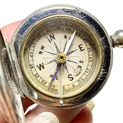 Antique Compass Made In France Engineering Flip Top No Bail • $105