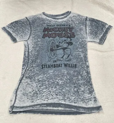 Classic Walt Disneys Mickey Mouse Steamboat Willie T-Shirt Faded Gray Men’s M • $5.95