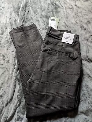 H&M Women's Grey Check Slacks Cigarette Trousers UK Size 12 RRP £17.99 • £5