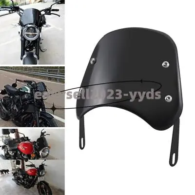 Black Universal Motorcycle 5-7'' Windshield Windscreen Round Headlight Fairing • $18.89